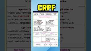 CRPF Bharti #viral #jobs #shorts #latest #recruitment #job