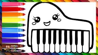 Drawing and Coloring a Cute Piano  Drawings for Kids