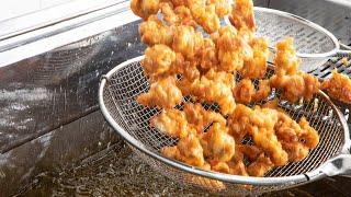 Crispy cheese seasoned fried chicken fried in clean oil-Korean street food