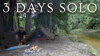 3 Days Solo Riverside Camping in the Wilderness | Canoe Camping | Morning Rain