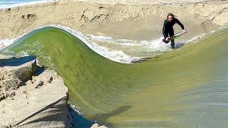 River connected to Ocean and formed waves to surf!