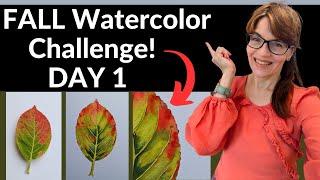 Fall Challenge Day 1 Autumn Hydrangea Leaf (Watercolor Painting For Beginners!)