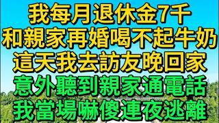 我每月退休金7千，和親家再婚喝不起牛奶，這天我去訪友晚回家，意外聽到親家通電話，我當場嚇傻連夜逃離 | 柳梦微语