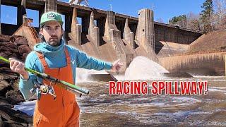 Fishing RAGING SPILLWAYS for POWERFUL Spring Fish! (Birch Grolar eBike)