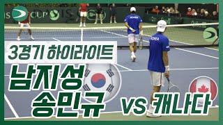 [데이비스 컵/캐나다] 남지성/송민규(KOR) vs V.포스피실/A.갈라노(CAN) 최종 예선 3경기 하이라이트 (직캠)