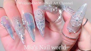 夢幻冰雪美甲穿戴美甲系列｜Nail Manicure｜光療美甲教學｜美甲彩繪｜經驗分享｜透明美甲｜華麗美甲｜네일｜Nail Art｜Nails｜ASMR｜穿戴美甲