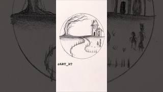 hazy drawing|| easy simple landscape ||#shortsfeed #drawing #easy #art #simple #shorts #3d
