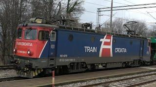 Train Hungary (Croatia) grain hoopers freight train, Locomotive: EL5100 884-9 Učka, Skrad 27.12.2022