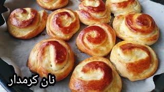 Soft & creamy custard roll bread recipe, نان رولی کرم دار