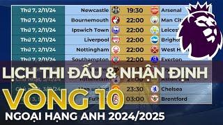 Lịch thi đấu Ngoại hạng Anh 2024/2025 Vòng 10 - Tâm điểm Man United vs Chelsea