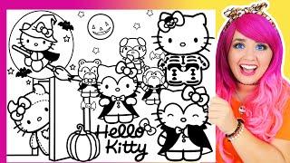 Coloring Hello Kitty Halloween Coloring Pages | Vampire, Skeleton, Witch & Monster Coloring Videos