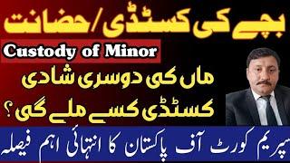 Custody of Minor Child Law in Pakistan| Important judgement of supreme Court