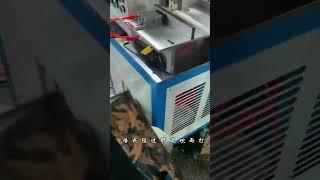 Semi-auto ribbon pasting machine for both box and cover, two functions in one machine