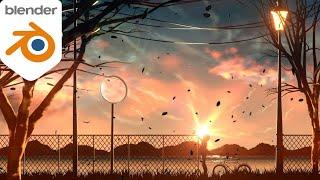 Stunning 3D Anime Sunset Scene in Blender - TadayoshiCG