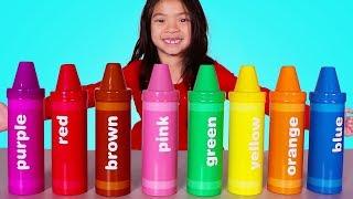 Emma Plays with Big Crayon Toys Fun Learn Colors Video for Kids