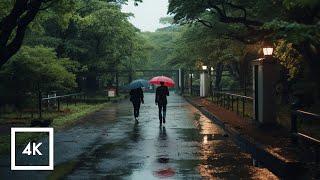 Relaxing Rainy Day Walk in Shibuya Yoyogi Park, Japan