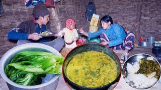 manjita cooks dinner || mustard green veg and beans gravy curry recipe ||