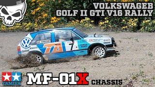 Tamiya VW Golf GTI MK II Rallye 16V auf MF-01X Chassis First Run Super Slow Motion RC Rally 1/10