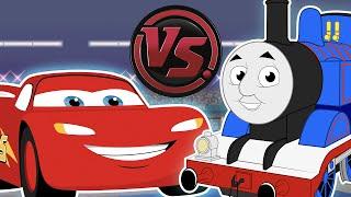 LIGHTNING McQUEEN vs THOMAS THE TANK ENGINE! (Disney Pixar vs Thomas & Friends) | CARTOON RAP ATTACK