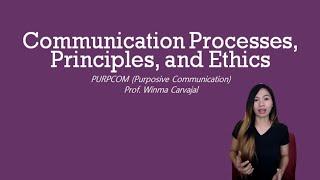 Communication Processes, Principles, and Ethics