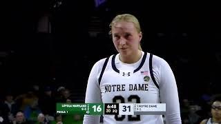 Notre Dame women b-ball's Liza Karlen fouled, hits free throws vs. Loyola Maryland