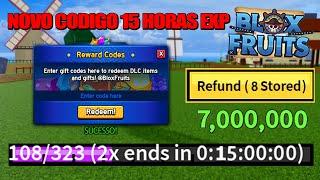 NOVO CÓDIGO +30 CÓDIGOS DE 2X XP BELI E RESET NO BLOX FRUITS 2024 - blox fruit codes