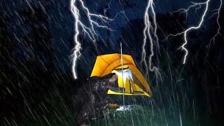 BEST HEAVY RAIN VIDEO, AMAZING CAMPING IN HEAVY RAIN ️‼️SOLO CAMPING IN HEAVY RAIN AND THUNDERSTORM