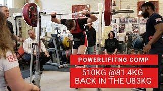 510kg total at 81.4kg Powerlifting meet | Greater London