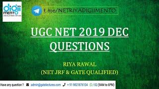 NTA NET 2019 December Paper Solution - Part IV