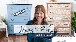 Fancy to Boho Furniture Makeover | Bleaching Wood & Stencils On Furniture