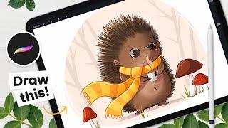 How To Draw A Cute Hedgehog • Procreate Tutorial