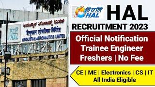 HAL Recruitment 2023|HAL New Vacancy 2023|HAL Notification|Hindustan Aeronautics Limited Vacancy2023