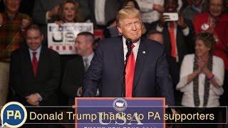 President-elect Donald Trump thanks Pennsylvania supporters