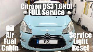 Citroen DS3 1.6 e-HDI FULL Service Oil Air Fuel Cabin Filter How To DIY Includes Service Light Reset