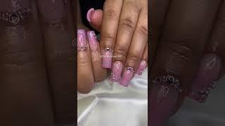 Pink reflective glitter French #shorts #nailart #acrylicnails #nailtech #nyc #pinknails #nails2022