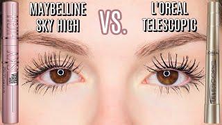 NEW MAYBELLINE SKY HIGH MASCARA VS. L'OREAL TELESCOPIC MASCARA | BEST DRUGSTORE MASCARA 2020/2021