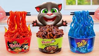 Cook With Talking Tom And Sunny  Miniature Octopus Fried Cheetos And Red Noodles  Sunny Tiny Food