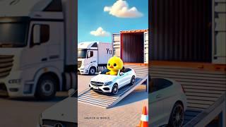 ️ Cute Little Duck Driving a Mercedes-Benz C-Class Car from Container Truck! #shorts #cuteduck