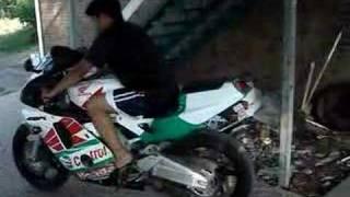 Motorcycle burnout gone bad