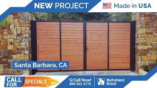 Double Swing Gates, Wood-like Aluminum installed in Santa Barbara, CA area.