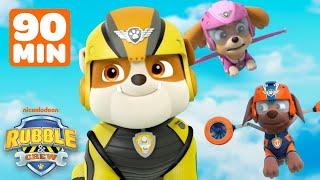 PAW Patrol Rubble's Daring Space & Air Rescues! w/ Rocky & Skye | 90 Minutes | Rubble & Crew