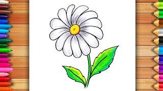 How to draw Daisy Flower Easily | Daisy Drawing For Beginners | Easy Daisy Drawing | Flower Drawing