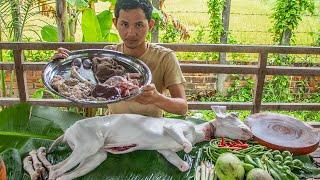 Wow! Eating Raw Meat Goat With Spicy Sauce Recipe