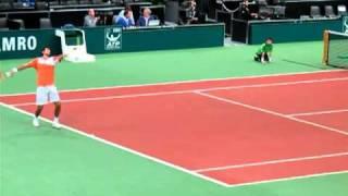 Cilic serving during the ABN Amro ATP500 tournament 2011