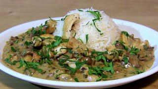 Sahne Geschnetzeltes in Champignons Rahm Sauce-Hähnchen Geschnetzeltes mit Hähnchenbrust in Pilzsoße