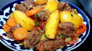 Знаменитое  блюдо нашей "Чайханы". Тушёное мясо с картофелем!!!