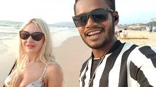 Russian girls  Enjoy your life in India Goa beach famous and today my video#vairalvideo