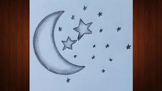 How to draw moon || Moon drawing || Easy moon drawing || Drawing pictures