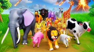 Wild vs Farm Animals: Epic Racing Adventure with Cow, Horse, Lion, and More! Animal Kingdom