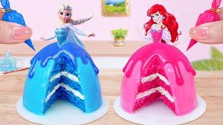 Disney Elsa & Ariel Princess Cake Sweet Miniature Princess Birthday Cake Decorating IdeaMini Cakes